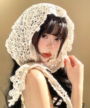 French Beige Hollow Out Flower Triangle Boonie Hat