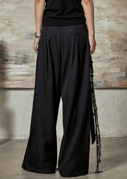 French Black Button High Waist Spandex Pants Summer