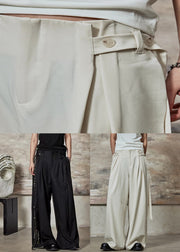 French Black Button High Waist Spandex Pants Summer
