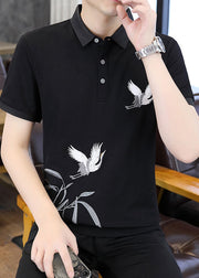 French Black Embroideried Original Design Cotton Men Polo Shirt Summer