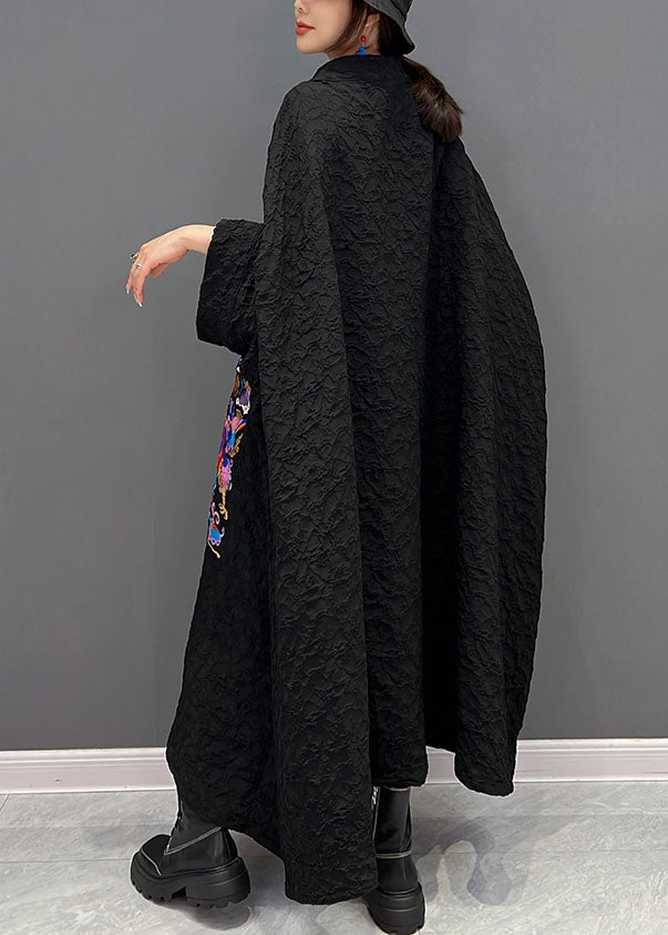 French Black printing Wrinkled Dresses Gown Batwing Sleeve