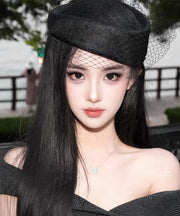 French Black Mesh Patchwork Cloche Hat