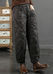 French Black Oversized High Waist Fine Cotton Filled Harem Pants