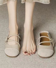 French Brown Flats Slide Sandals Hollow Out Floral1