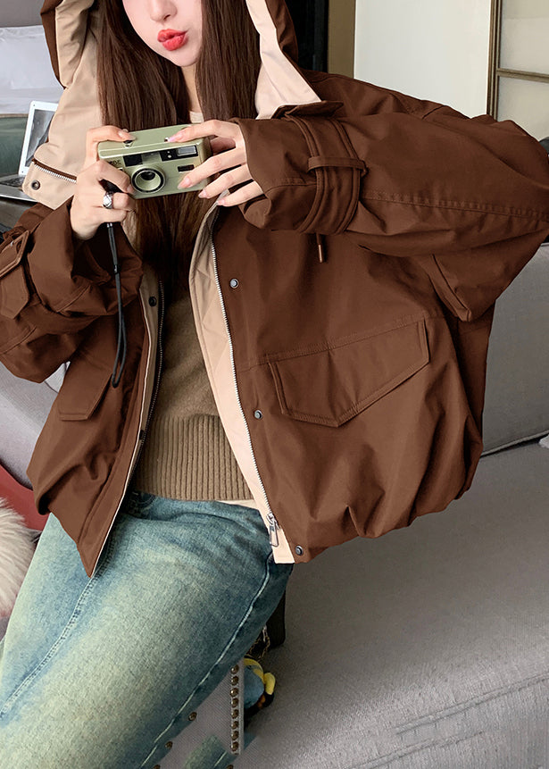 French Caramel Oversized Pockets Fine Cotton Filled Puffer Jacket Winter