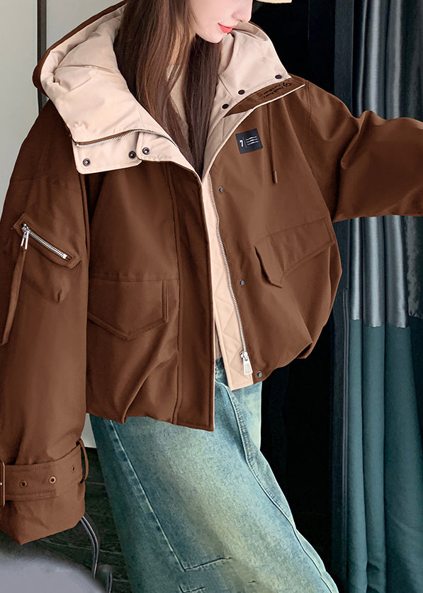 French Caramel Oversized Pockets Fine Cotton Filled Puffer Jacket Winter