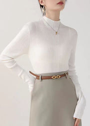 French Coffee Hign Neck Slim Fit Knit Sweater Fall