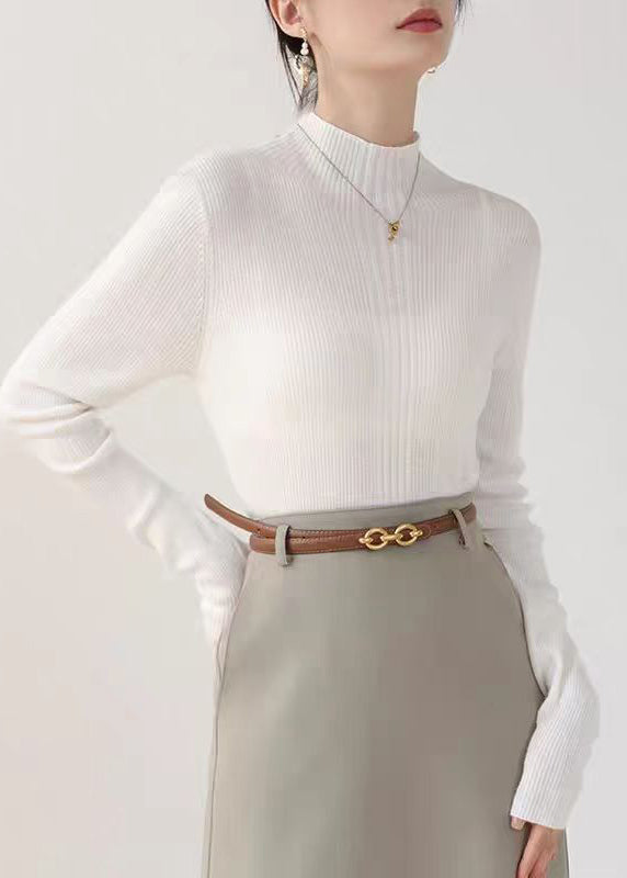 French Coffee Hign Neck Slim Fit Knit Sweater Fall