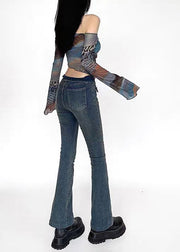 French Cold Shoulder Print Tulle T Shirt Top Flare Sleeve