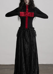 French Colorblock Hign Neck Slim Fit Woolen T Shirts Fall