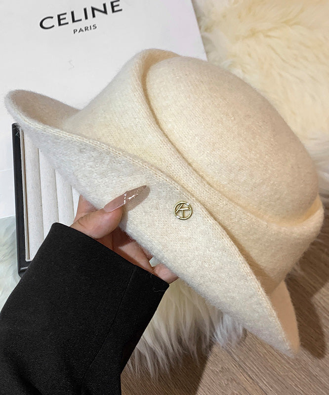 French Elegant Black Curly Edged Woolen Cloche Hat