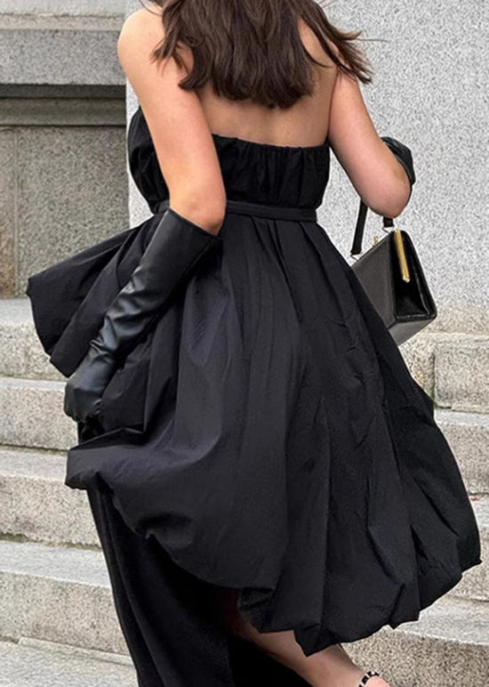 French Fashion White Low High Design Strapless Short Dress Summer
