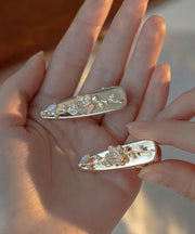 French Gold Alloy Pearl Floral A Pair Hairpin