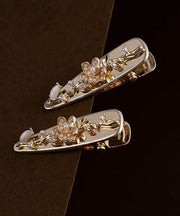 French Gold Alloy Pearl Floral A Pair Hairpin