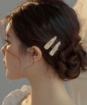 French Gold Alloy Pearl Floral A Pair Hairpin