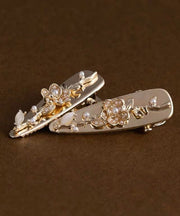 French Gold Alloy Pearl Floral A Pair Hairpin