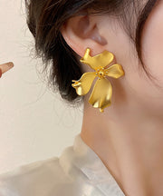 French Gold Copper Overgild Floral Stud Earrings