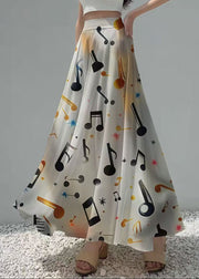 French Gradient Color Print Draping Chiffon Skirts Summer
