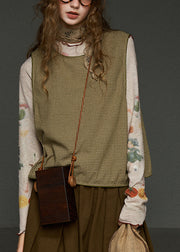 French Green Plaid Oversized Waistcoat Sleeveless