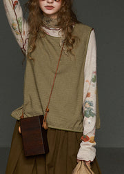 French Green Plaid Oversized Waistcoat Sleeveless