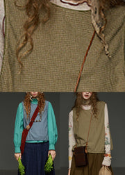French Green Plaid Oversized Waistcoat Sleeveless