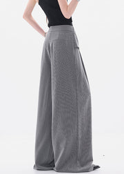 French Grey Original Design Lace Up Spandex Wide Leg Pants Fall