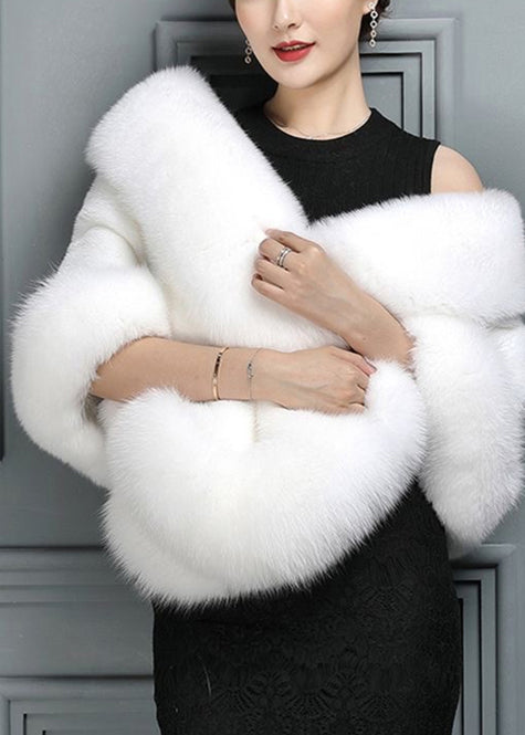 French Grey Warm Faux Fox Fur Ladies&