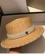 French Handmade Pearl Straw Woven Vacation Hat