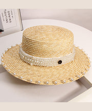 French Handmade Pearl Straw Woven Vacation Hat