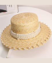 French Handmade Pearl Straw Woven Vacation Hat