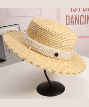French Handmade Pearl Straw Woven Vacation Hat