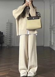 French Lavender Zip Up Cozy Knit Two Pieces Set Winter