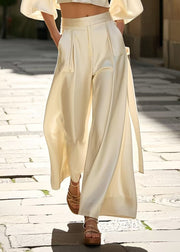 French Milk White Draping Ice Silk Womens 2 Piece Outfit Spring