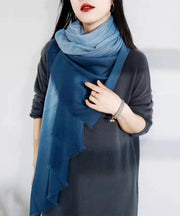 French Peacock Blue Gradient Cashmere Scarf
