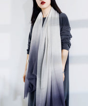 French Peacock Blue Gradient Cashmere Scarf