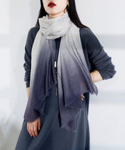 French Peacock Blue Gradient Cashmere Scarf