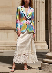 French Pearl White Silm Fit Patchwork Lace Skirt Spring