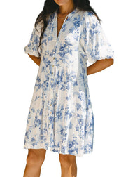 French Pink Peter Pan Collar Striped Mid Shirts Dress Half Sleeve
