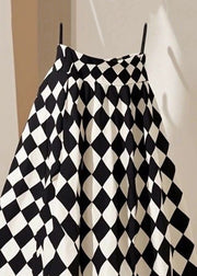 French Plaid High Waist Cotton A Line skirts Summer