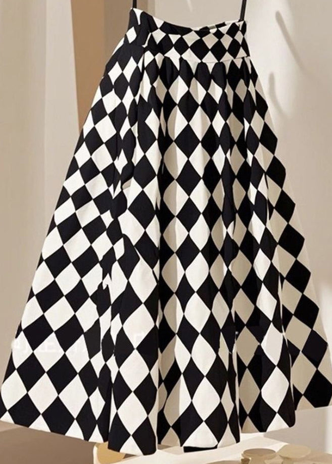 French Plaid High Waist Cotton A Line skirts Summer