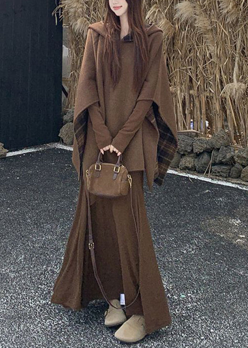 French Plaid Hooded Wear On Both Sides Cotton Two Pieces Set Fall