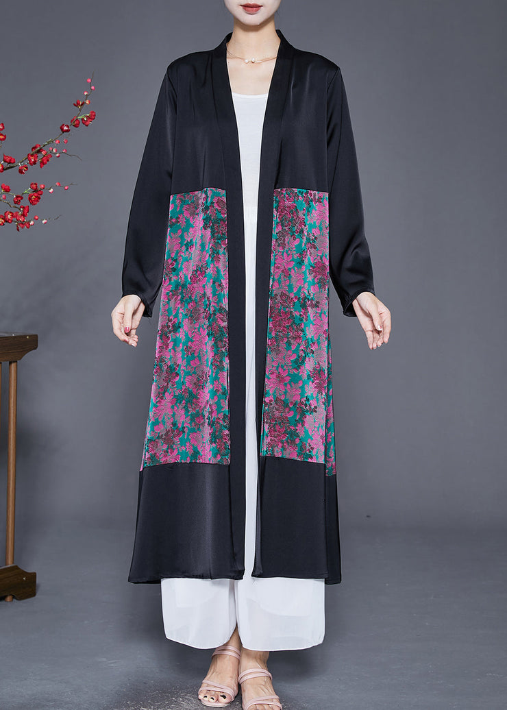 French Purple Oversized Patchwork Draping Silk Cardigans Fall