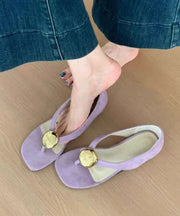 French Purple Suede Wedge Flip Flops Splicing
