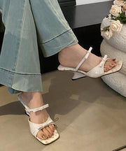 French Red Bow Splicing Faux Leather Wedge Slide Sandals
