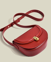 French Red Solid Durable Faux Leather Saddle Bag