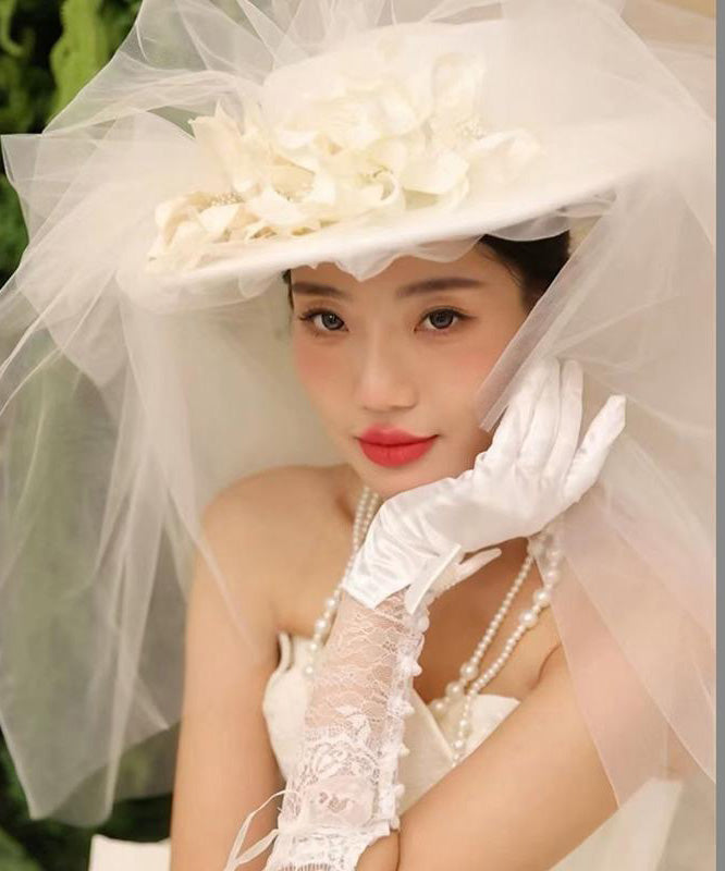 French Style Organza Hat Handmade Twisted Flower Accessory