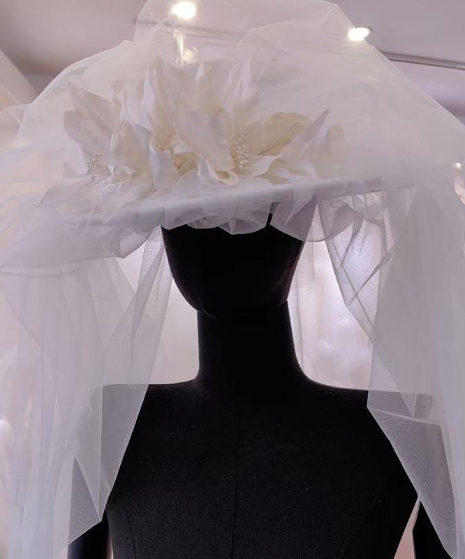 French Style Organza Hat Handmade Twisted Flower Accessory