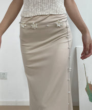 French White Alloy Chain Pearl Floral Body Chain