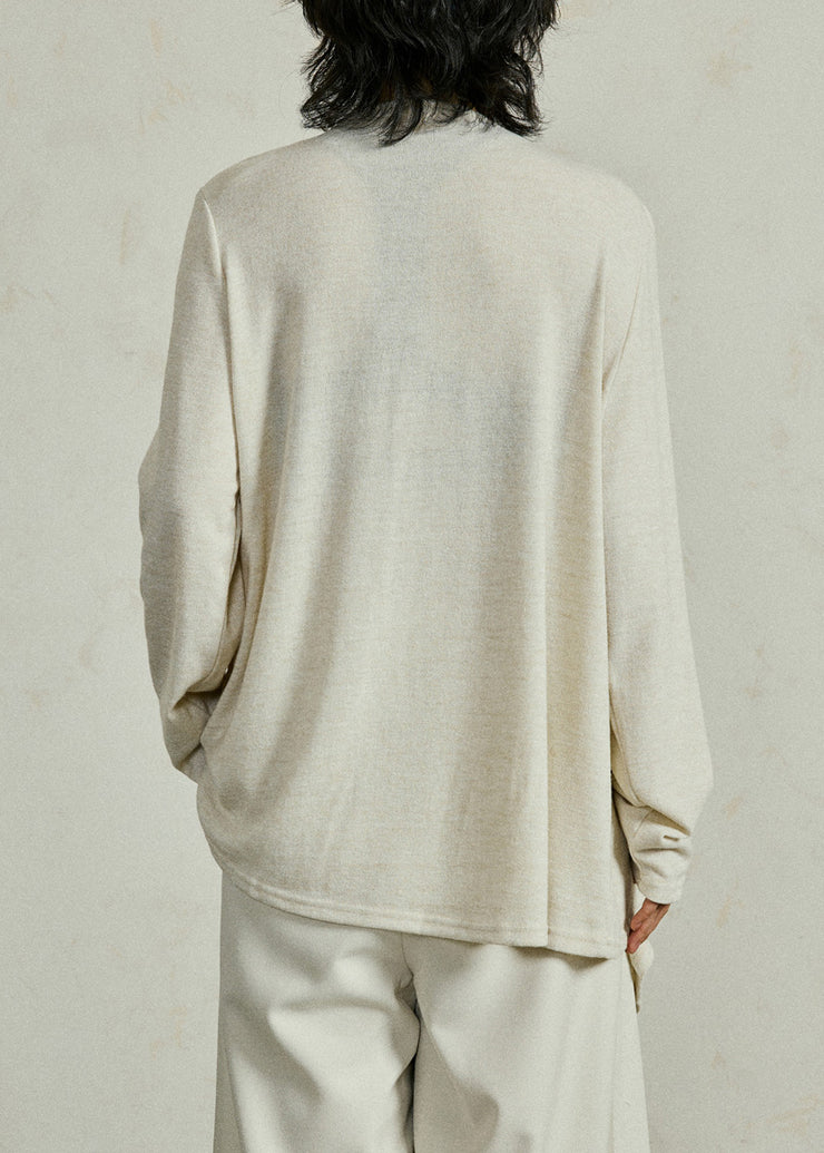 French White Asymmetrical Cotton Shirt Long Sleeve
