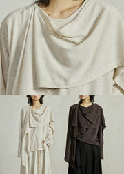 French White Asymmetrical Cotton Shirt Long Sleeve
